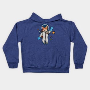 Our Astronaut Corgi in Space with a blue background Kids Hoodie